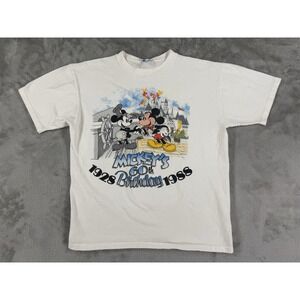 Vintage 1980s Disney Shirt L 1988 Mickey Mouse‎ 60th Birthday Made In USA White